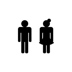 Vector silhouettes, signs, symbols of man and woman isolated on white background.