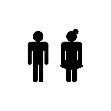 Vector silhouettes, signs, symbols of man and woman isolated on white background.