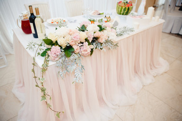Table set for an event party or wedding reception flowers