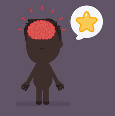 Silhouette people with brain highlight vector illustration