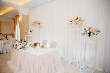 Table set for an event party or wedding reception flowers