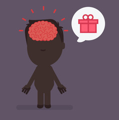 Silhouette people with brain highlight vector illustration