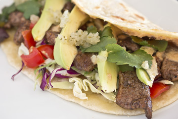 Steak and avocado fajita or wrap