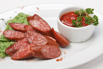 chopped sausages