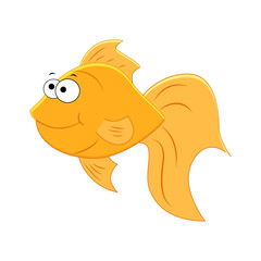 Cute cartoon gold fish isolated on white background. Aquarium fish.