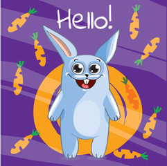 Obraz na płótnie Canvas Vector illustration of cartoon bunny. Hello.