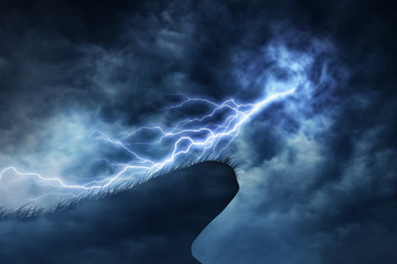 Naklejka na ściany i meble clouds and thunder lightnings and storm