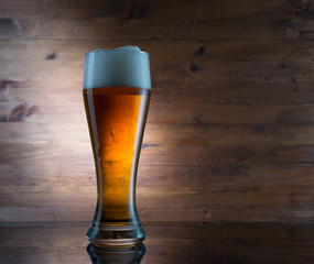 Glass of golden beer