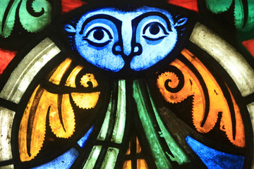 Musée de l'Oeuvre Notre-Dame de Strasbourg. Gothic stained glass window. Oeuvre Notre-Dame de Strasbourg Museum.