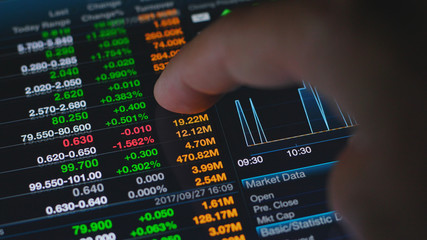 Tablet computer with stock exchange data