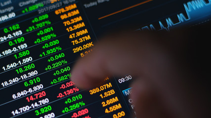 Fototapeta premium Watching stock market on tablet