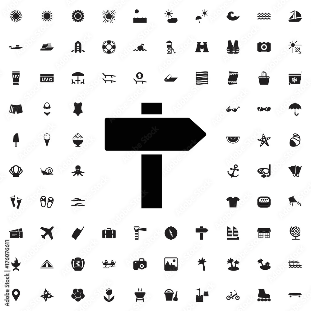 Poster signpost icon.. set of filled summer icons.