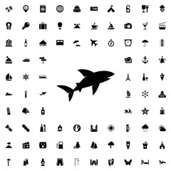 Shark icon. set of filled tourism icons.