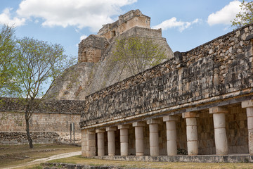 Fototapeta na wymiar architectural details at Uxmal archaeological site in Yucatan Mexico