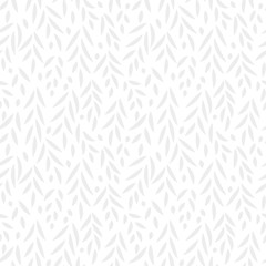 Grey leaves subtle white seamless pattern, vector