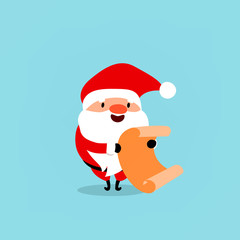 Santa Claus with pointer. Cute Christmas symbol. Element from the collection of Santa Clauses with different emotions and New Year's objects. Vector isolated on blue
