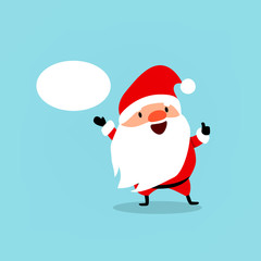 Santa Claus with pointer. Cute Christmas symbol. Element from the collection of Santa Clauses with different emotions and New Year's objects. Vector isolated on blue