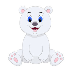Obraz na płótnie Canvas Cute cartoon polar bear. Vector illustration isolated on white background.