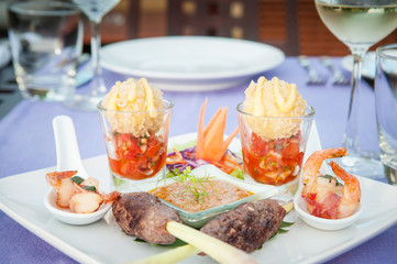 Beef Satay skewer appetizer canape