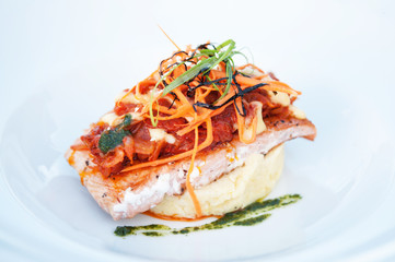 Grilled cod fish with  pesto sauce