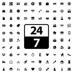 24 hours icon. set of filled shopping icons.