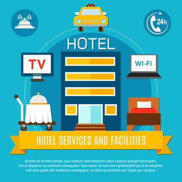 Hotel Services And Facilities Vector Illustration