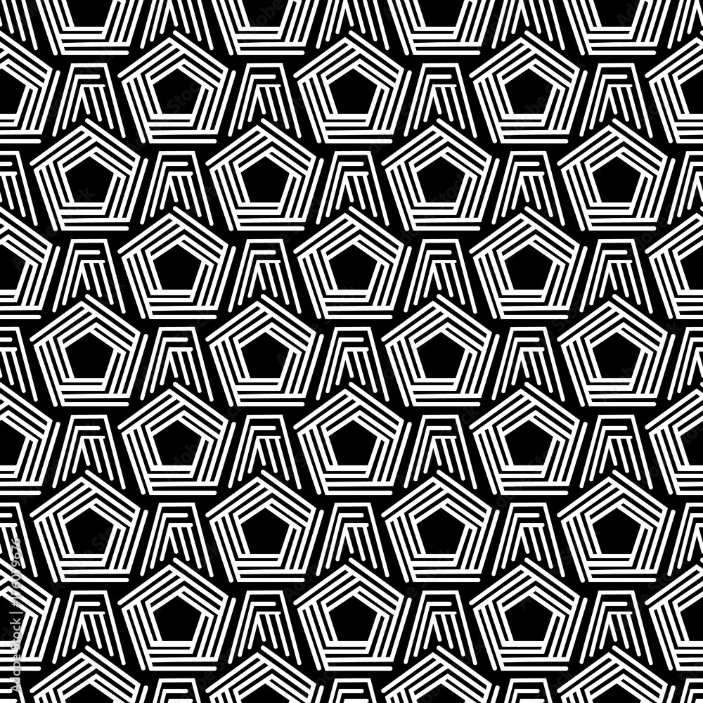 Poster geometric seamless pattern. black and white abstract textured geometric seamless pattern. symmetric 