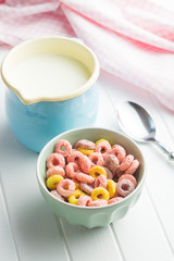 Colorful cereal rings.