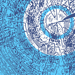 Natural wood vector texture with bright geometric shape.