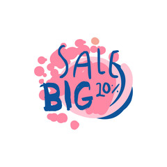 Big sale 20 percent off logo template, special offer label, banner, advertising badge or sticker tag hand drawn vector Illustration