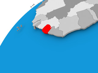 Map of Sierra Leone in red