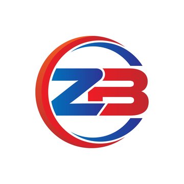 zb logo vector modern initial swoosh circle blue and red