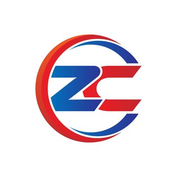 zc logo vector modern initial swoosh circle blue and red