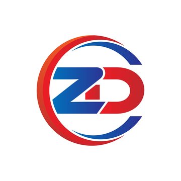 zd logo vector modern initial swoosh circle blue and red