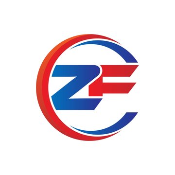 zf logo vector modern initial swoosh circle blue and red