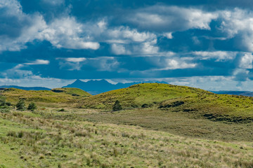 Fototapeta premium lands between sea and sky with green meadows of Scotland in England