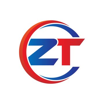 zt logo vector modern initial swoosh circle blue and red
