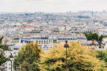 seen area from Montmartre hill in Paris city in France