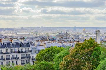 Fototapeta na wymiar seen area from Montmartre hill in Paris city in France