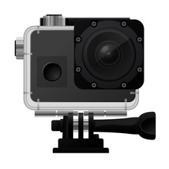 Action camera in waterproof box - sport cam icon