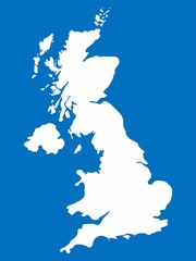 White United Kingdom map on blue background, Vector Illustration