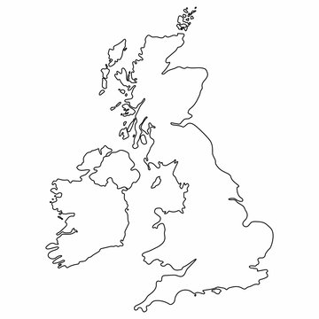 United Kingdom map outline graphic freehand drawing on white background. Vector illustration.