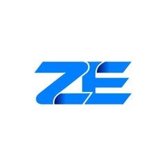 ze logo initial logo vector modern blue fold style