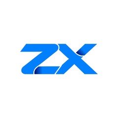 zx logo initial logo vector modern blue fold style