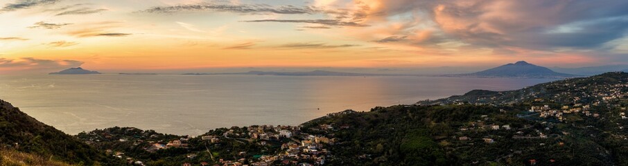 Soft Battle above Vesuvio Volcano - Bay of Naples, Pompei, Punta Campanella, Amalfi coast, Naples, Campania, Italy.