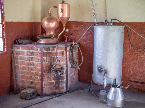 Old spirit or schnaps distillery equipment on vinyard in Namibia, Southern Africa