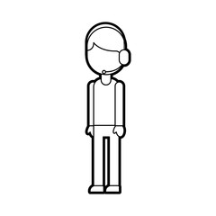 logistic delivery support phone operator in headset icon