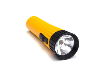 yellow electric flashlight with simple design isolate on white background - 176087201