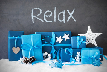 Christmas Gifts, Snow, Text Relax