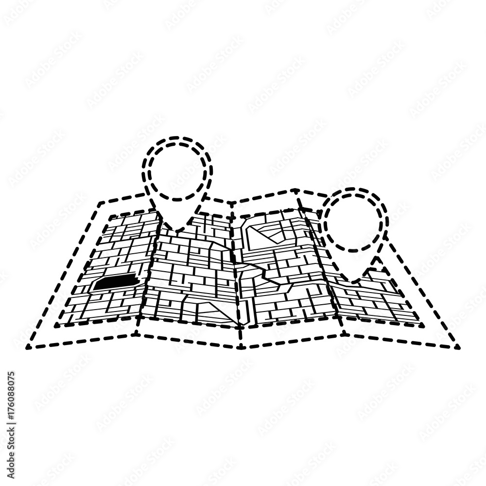 Poster paper map with pointer location isolated icon